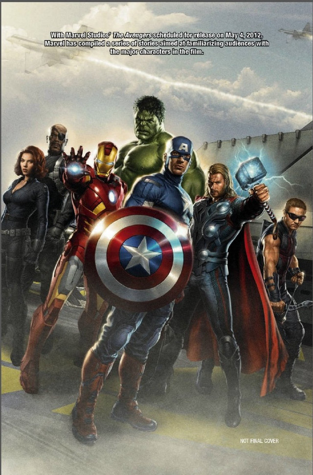 Avengers group standing wall caption free wallpaper - medium preview image