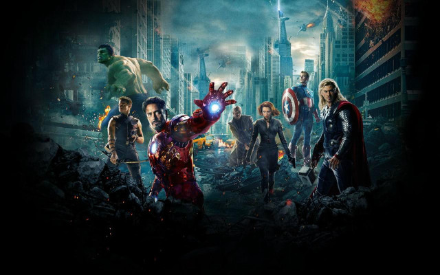 Avengers movie poster characters city free wallpaper - medium preview image