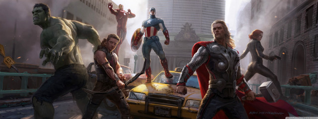 Avengers characters street car man free wallpaper - medium preview image