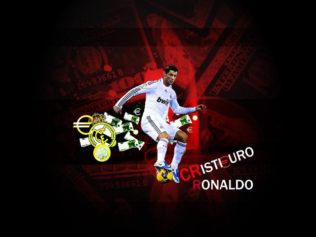 Man kicking soccerball money redbackground free wallpaper - medium preview image