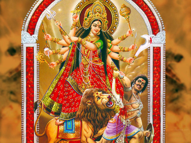 Woman lion man standing behind free wallpaper - medium preview image