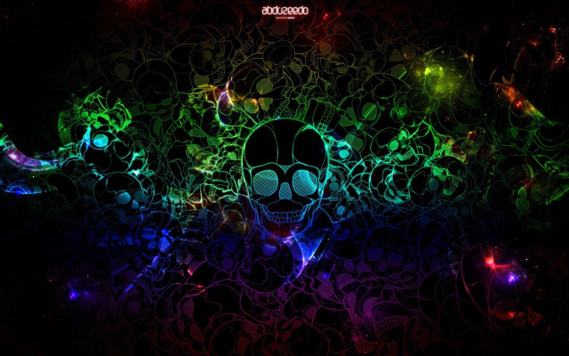 Colorful wall skull neon light #2 free wallpaper - medium preview image