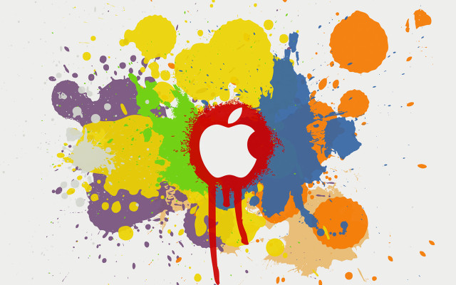 Colorful apple logo paint splatters free wallpaper - medium preview image