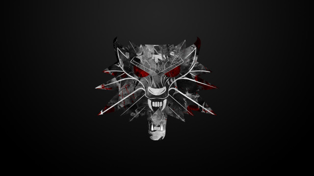 Black background red white wolf free wallpaper - medium preview image