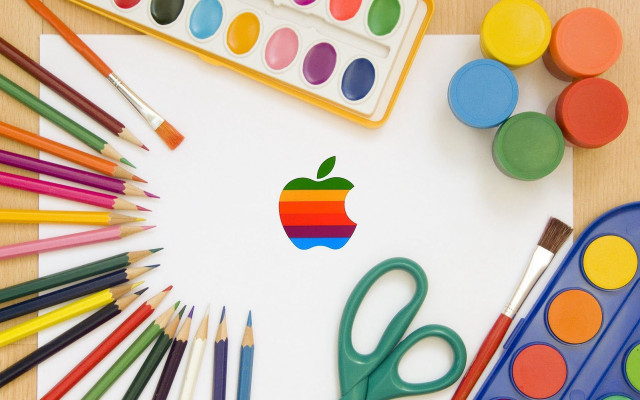 Colored pencils apple logo scissors free wallpaper - medium preview image