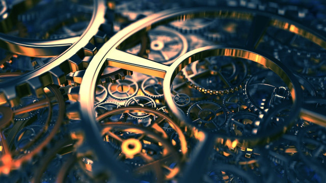 Clock gears closeup blue background free wallpaper - medium preview image