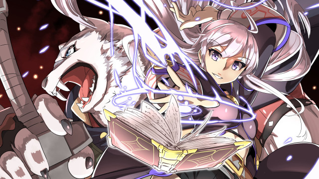Woman sword book demon background free wallpaper - medium preview image
