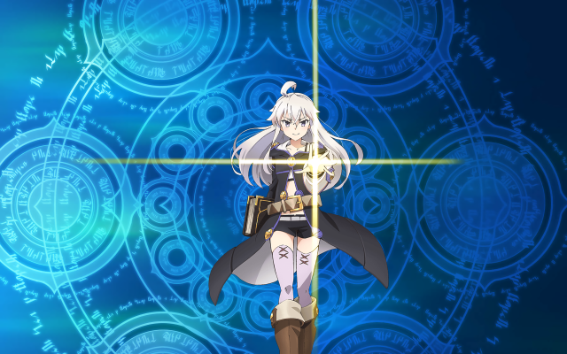 Anime character sword blue background free wallpaper - medium preview image