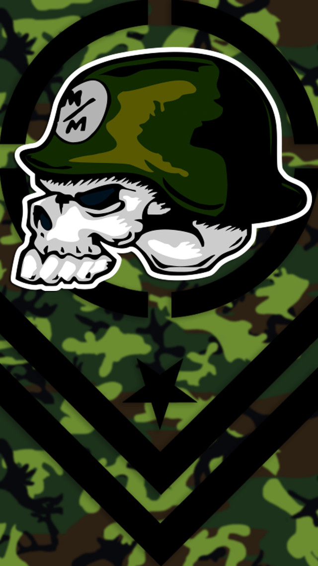 Skull helmet heart camo green free wallpaper - medium preview image