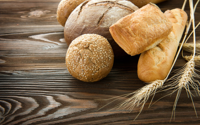 Breads rolls table wheat stalks free wallpaper - medium preview image