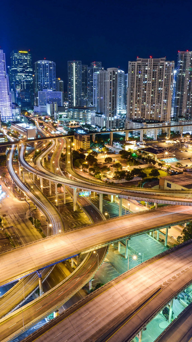 City night freeway bridge overpass free wallpaper - medium preview image