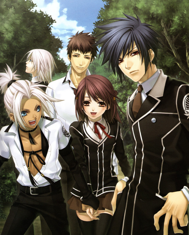 Anime characters group trees bushes free wallpaper - medium preview image
