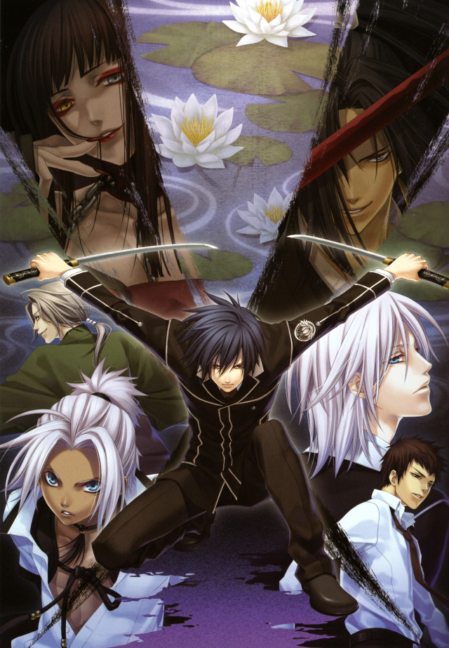 Anime characters swords water lilies free wallpaper - medium preview image