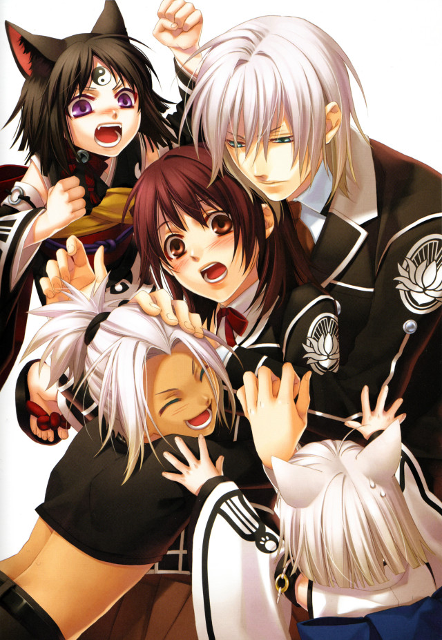 Anime characters group pose hands free wallpaper - medium preview image