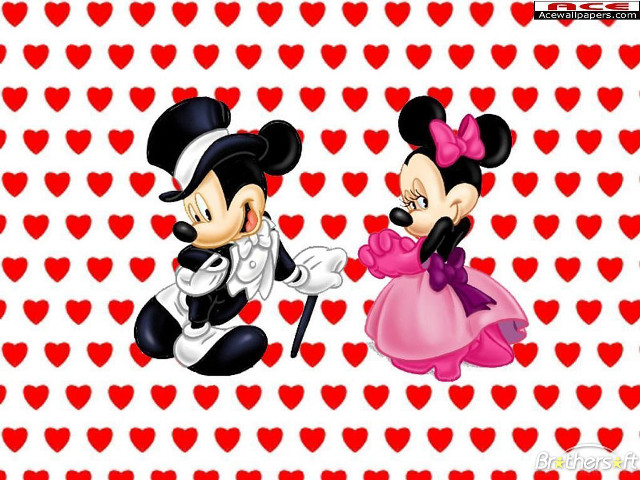 Mickey minnie hearts background romanticism free wallpaper - medium preview image