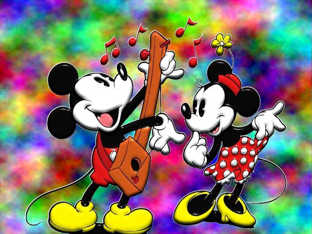 Mickey mouses playing guitar colorful free wallpaper - medium preview image