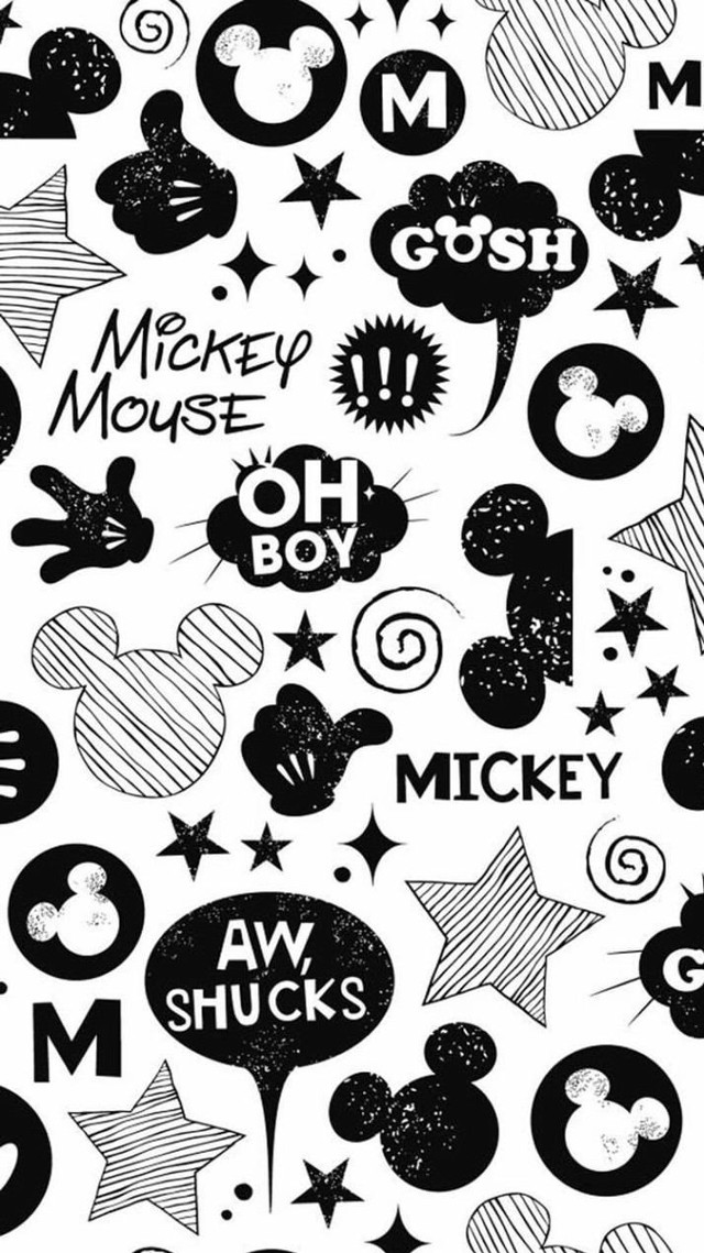 Mickey mouse black white pattern free wallpaper - medium preview image