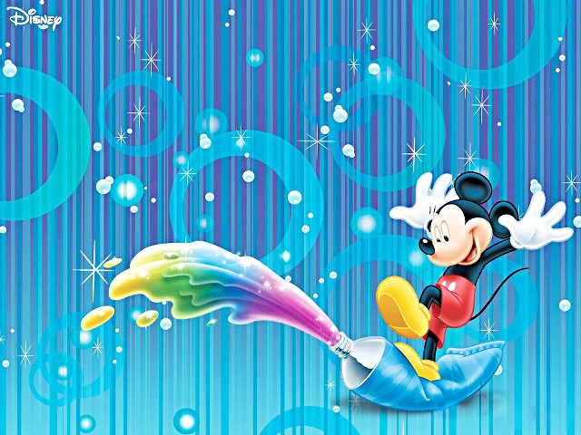 Mickey mouse flying bubbles stars free wallpaper - medium preview image