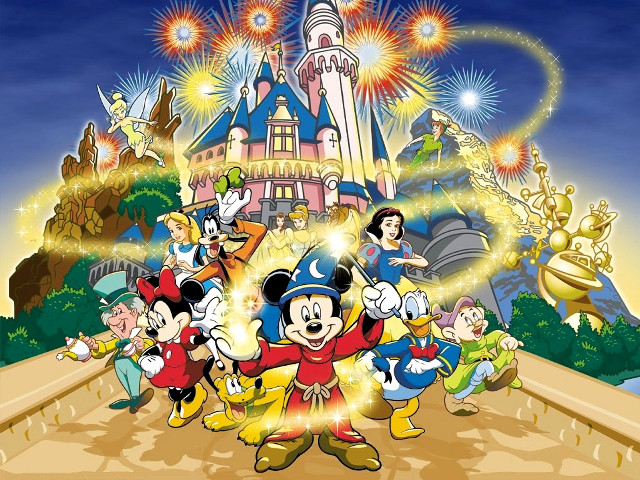 Mickey mouse friends castle fireworks free wallpaper - medium preview image