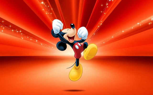 Mickey mouse flying red background free wallpaper - medium preview image