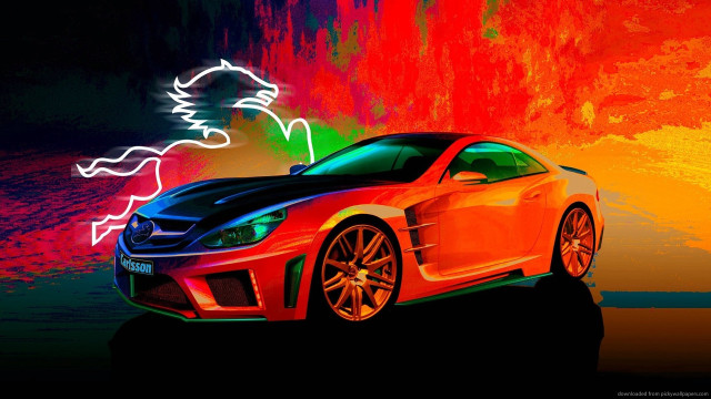 Car colorful background neon light free wallpaper - medium preview image