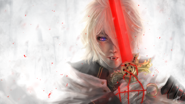 Woman sword heart wings redlight free wallpaper for desktop - medium preview image