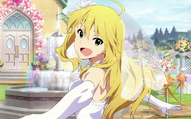 Girl white dress bench fountain free wallpaper - medium preview image