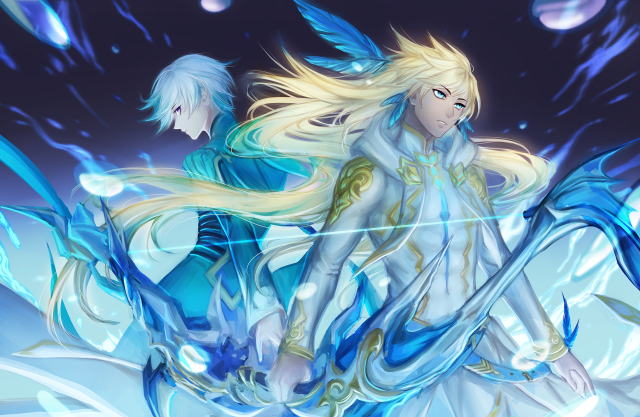 Woman sword snow feathers fantasy free wallpaper - medium preview image