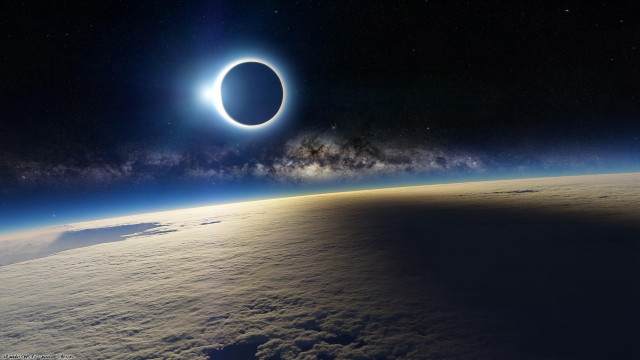 Solar eclipse space clouds stars #2 free wallpaper - medium preview image