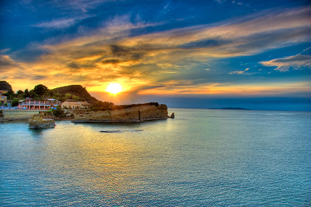 Sunset water town boat magic free wallpaper - medium preview image