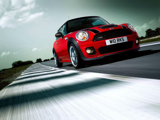 Red mini cooper driving road free wallpaper - medium preview image