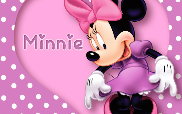 Minnie pink bow heart polka free wallpaper - medium preview image