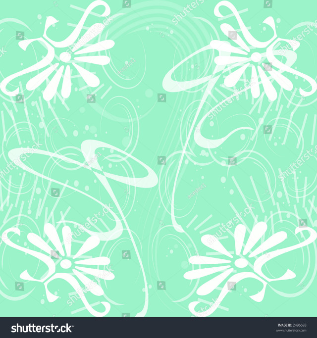 Green white floral background swirls free wallpaper - medium preview image