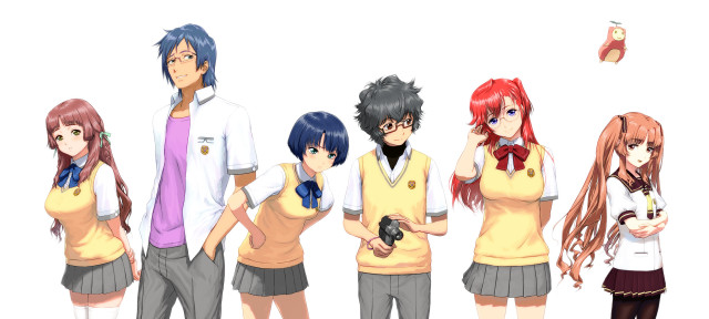 Anime characters group red haired free wallpaper - medium preview image