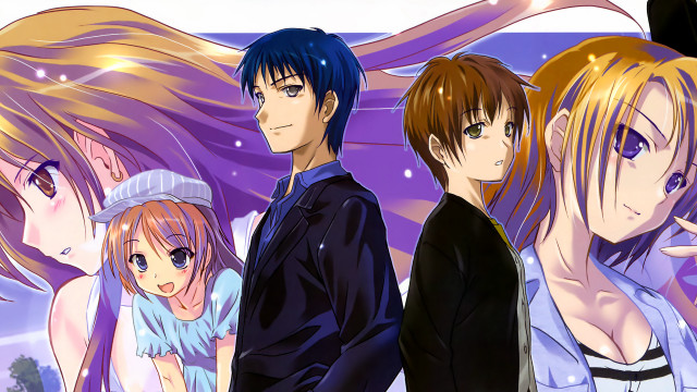 Anime characters group purple background #5 free wallpaper - medium preview image