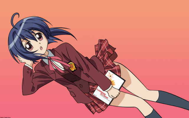 Bluehair girl flying schooluniform manga free wallpaper - medium preview image