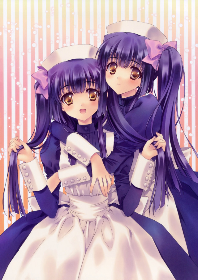 Anime girls white blue dress free wallpaper - medium preview image