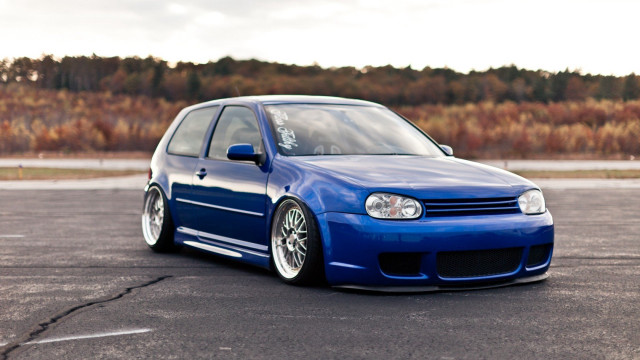 Blue car parking lot forest #2 free wallpaper - medium preview image