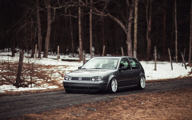 Car driving snowy road woods free wallpaper - medium preview image