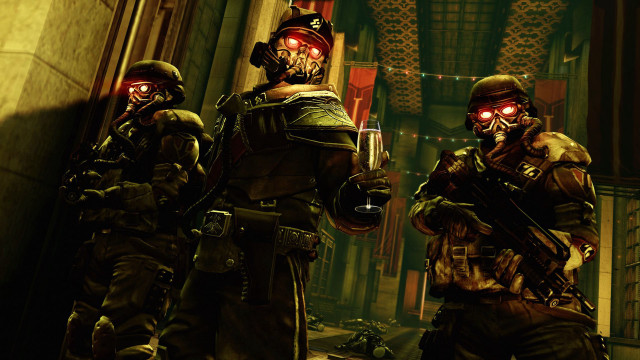 Soldiers hallway red eyes gun free wallpaper - medium preview image