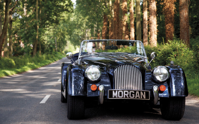 Classic car parked woods person free wallpaper - medium preview image
