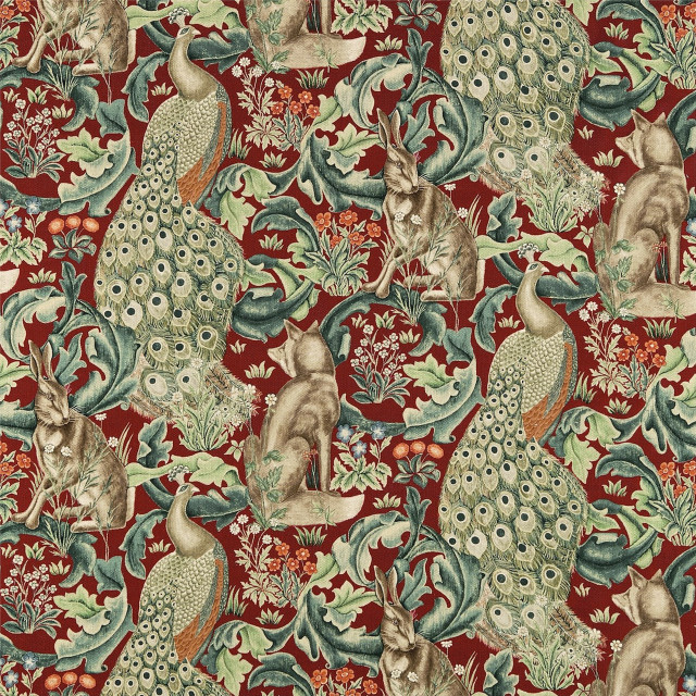 Red green fabric peacock animals free wallpaper - medium preview image