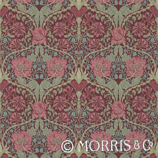 Red green floral pattern morris free wallpaper - medium preview image