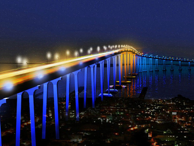 Long bridge night light streaking free wallpaper - medium preview image