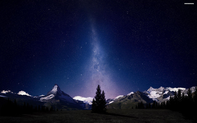 Night sky mountain range star free wallpaper - medium preview image
