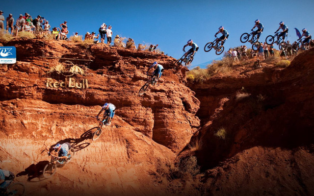 Biking group rocky cliff reef free wallpaper - medium preview image