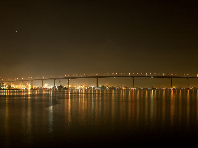 Bridge water night lights background free wallpaper - medium preview image
