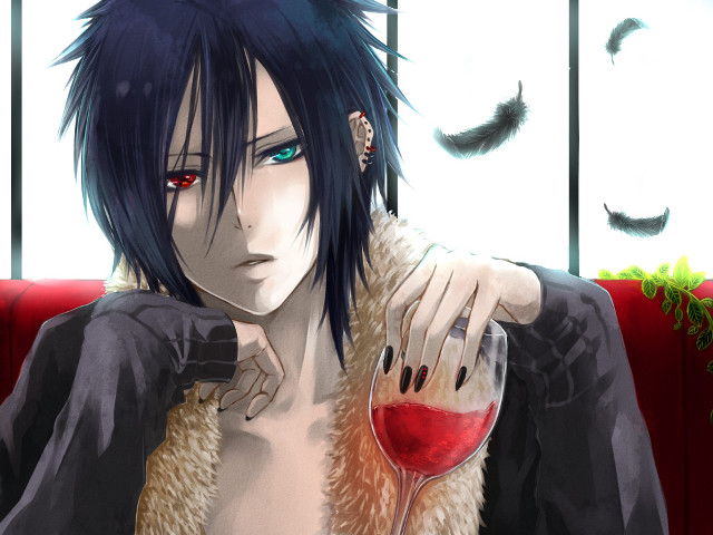 Man black hair red wine free wallpaper - medium preview image