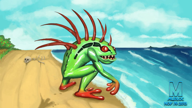 Green creature beach skull blue free wallpaper - medium preview image