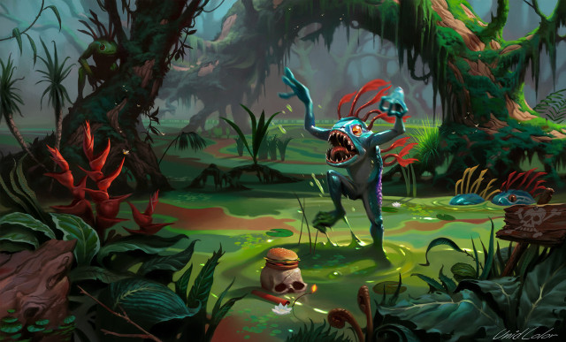 Cartoon character swamp monster skull free wallpaper - medium preview image